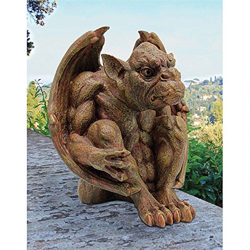 Design Toscano Balthazar's Watch Gargoyle Gothic Decor Statue, 10 Inch, Polyresin, Aged Stone - style: Balthazar's Watch Gargoyle