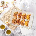 3 Pack Plastic Serving Trays for Party - Gold Serving Tray 8 x 11 Inch - Heavy Duty Dessert Trays for Food - Rectangular Party Serving Trays for Entertaining - Clear Cookie Platters - color: Clear and Gold Rim