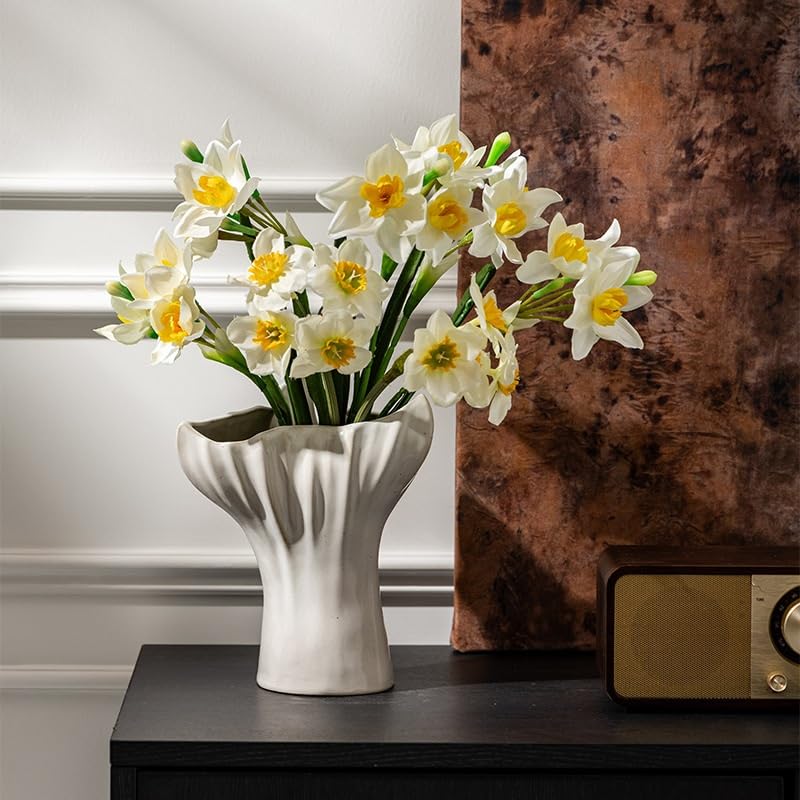 Geometric Ceramic Vase, Abstract Art Home Decor - Modern American Style Entryway Vase for Living Room, Office & Floral Arrangements