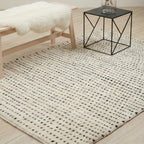 Art Object Handknotted Wool Area Rug Multi Sizes Ivory Polka Dot Pattern Hand Woven Carpet for Living Room Bedroom - Soft Pile Pet Friendly Home Decor Made in India - size: 10' x 8' (Rectangular)