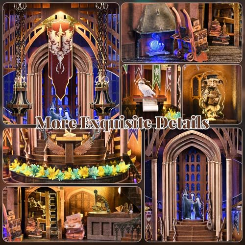 CCCDF Magic Book Nook Kit - DIY Miniature House Dollhouse Kit for Adults, Booknook Tiny House Bookshelf Decor 3D Wooden Puzzle, Gifts for Family, Friends (Magic Admissions Guide) - style: Magic Admissions Guide