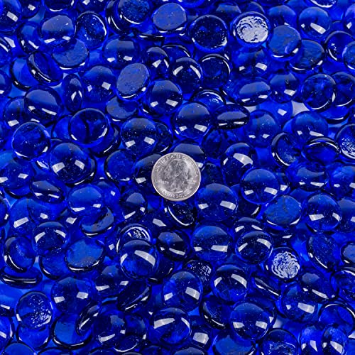 Galashield Flat Glass Marbles for Vases Cobalt Blue Glass Gems Beads Pebbles Vase Filler (1 LB, Approx. 105 PCS) - color: Cobalt Blue, size: 1 LB