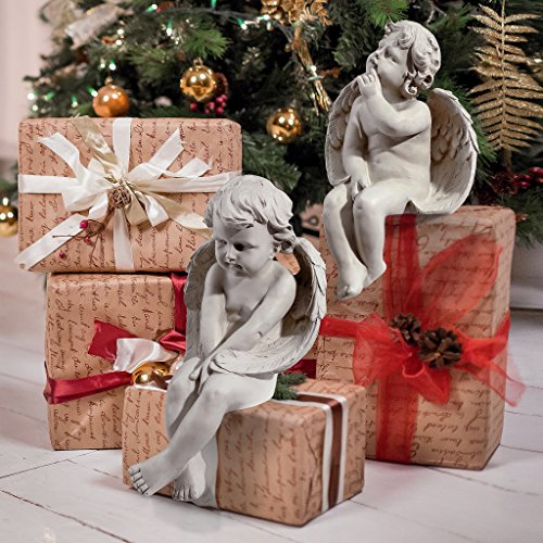 Design Toscano JE101261 Angel of Meditation Shelf Sitting Statue, 13 Inch, Polyresin, Antique Stone