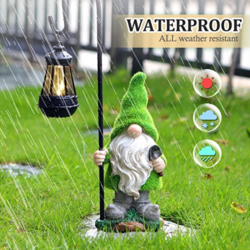 VChymm Flocked Solar Garden Gnomes Outdoor Statues 15.8”Outdoor Garden Decor LED Outdoor Decor Light Unique Housewarming Gifts Yard Art Sculptures for Patio Lawn Ornaments - color: Hook Gnome