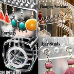 Sooyee 360 Rotating Earring Holder and Jewelry Organizer, 4 Tiers Jewelry Rack Display Classic Stand, 156 Holes and 160 Grooves for Necklaces Earrings Piercings, Clear - color: Clear