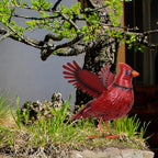 hogardeck Cardinal Garden Decor Outdoor Statues, Large Metal Red Bird Standing Yard Art, Lawn Sculptures Ornaments for Outside Patio Backyard, Holiday Sympathy Gifts for Grandma Mom