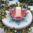 DIY Diamond Art Painting Candlestick Holders Mandala Flower Shape Desk Candle Tray Tabletop Ornaments for Wedding Festival and Party Home Table Centerpiece-Flower01 - color: Flower01