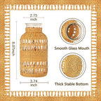 ZENS Wicker Boho Vase Set of 2, Glass Flower Vase with Hand Woven Rattan Cover for Pampas Grass, Artistic Boho Country Vases for Fall Flower Decor, Home Table Centerpiece, Farmhouse Decorative - size: 2