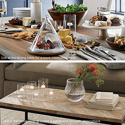 Cylinder Hurricane Glass Candle Holder for Table Centerpieces, Clear Votive Candle Holders for Wedding Parties, Decorative Candleholders for Home Dining Room Decorations (Set of 3)