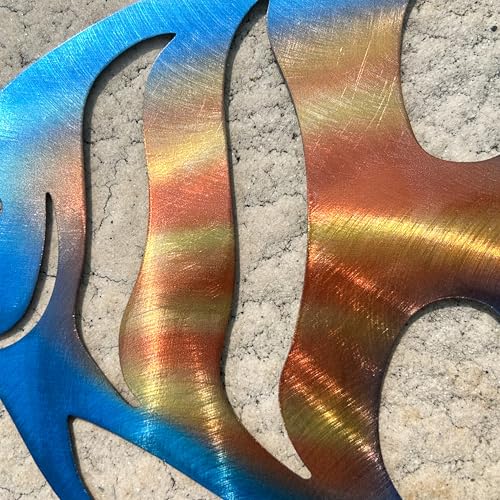 LiveInUrban Coastal Wall Art Angelfish Metal Wall Sculptures, Ocean Beach Themed Metal Hanging Home Decoration 3PCS 9.9"x7.8" - color: angelfish