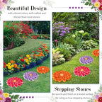 Cinnvoice 3 Pack Garden Stepping Stone Outdoor, Decorative Dimensional Resin Stepping Stones for Patio Pathway Landscaping Walkway Sculpture Yard Backyard Lawn(Dahlia,10 Inches) - size: 10 Inches, style: Dahlia