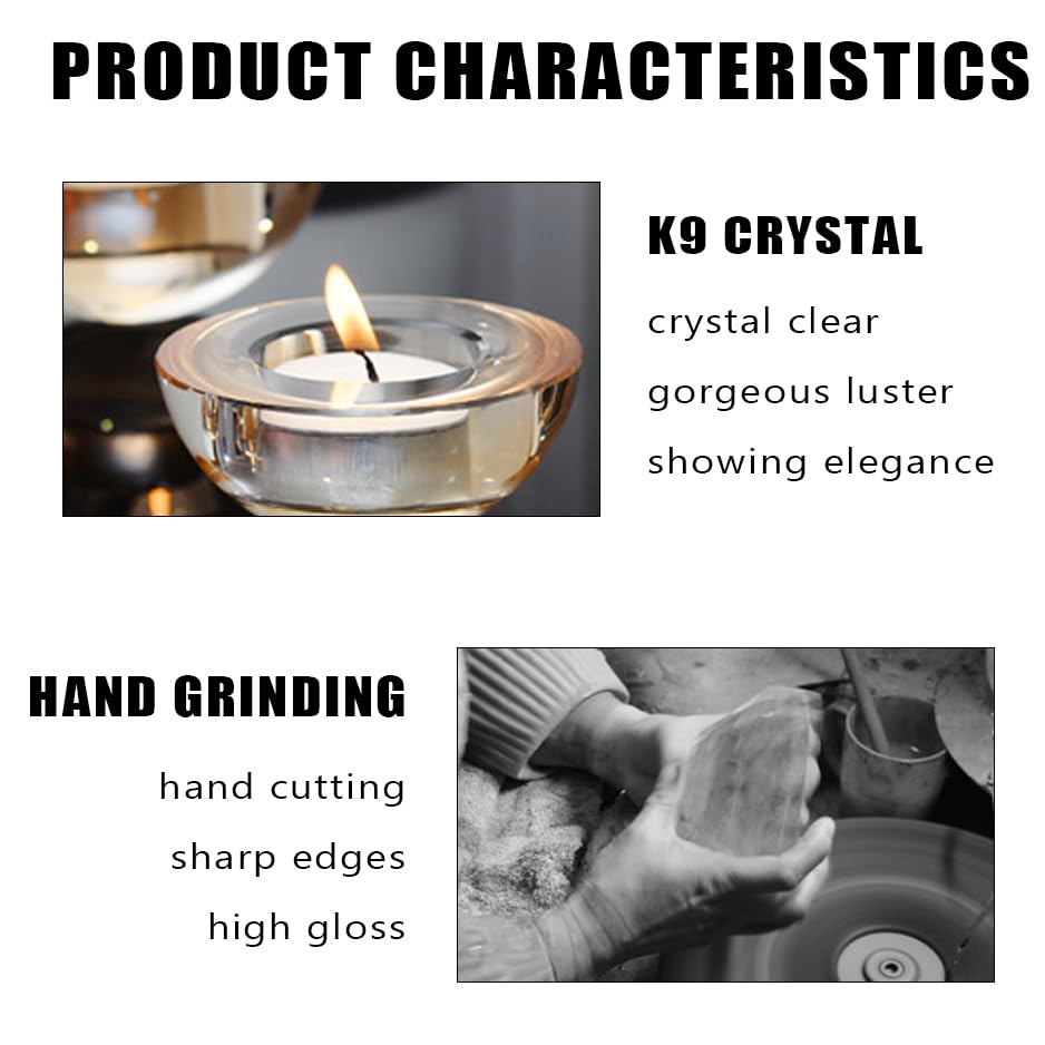 4 Pack,Clear Tealight Candle Holders, 3" Round Chunky Glass Candle Holder