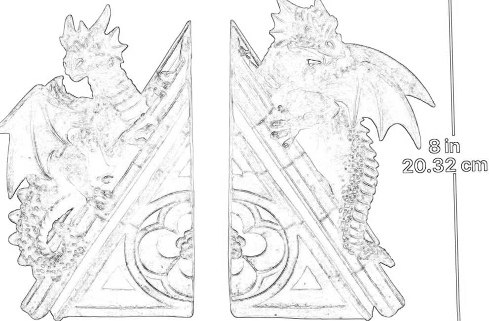 Bellaa Gothic Dragon Stone Finish Medieval Bookends - color: Z Black