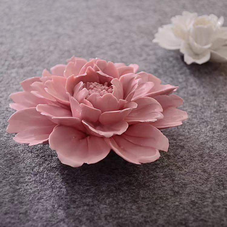 Peony，2.76" Ceramic Flower Wall Art, Artificial 3D Flower Wall Art, Handmade 3D Wall Art Hanging Sculpture, Porcelain Flower Wall Decoration for Home Office Decor (Pink) - color: Pink,Peony,2.76"