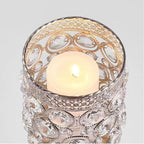 ZENATION-Luxury Crystal Candle Holder – Metal Decorative Candle Stand, Elegant Crystal Beaded Design for Home Décor, Weddings, and Table Centerpieces (Gold, Large) - size: Large