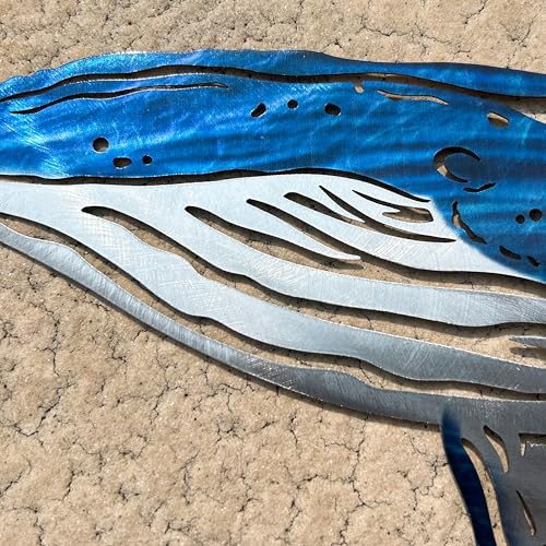 LiveInUrban Coastal Wall Art Whale Metal Wall Sculptures, Ocean Beach Themed Metal Hanging Home Decoration 3PCS 16.2"x12.1" - color: whale