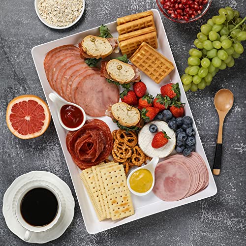 6 Pack, 16" x 11" Large White Serving Trays Set - Reusable Plastic Serving Platters for Cookie, Appetizer, Charcuterie, Snack, Dessert, Party Food Display - Stackable Kitchen CounterTop Tray, BPA Free - size: 6 Pack - 16" x 11"