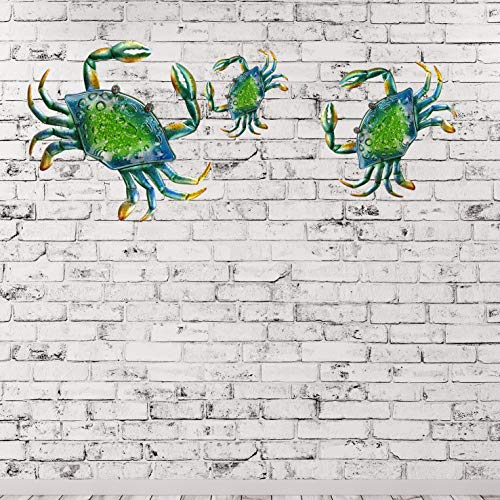 JOYBee 3Pcs 18inch 13inch 9inch Large Coastal Ocean Metal Crab Wall Art Decor Family Set -Christmas Decorations-Decoration for Outdoor Indoor Bathroom Kitchen Garden Bedroom Patio - color: 3pcs Crab