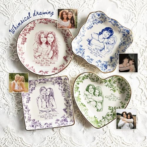 Personalized Mother of The Bride Photo Jewelry Tray, Mother of The Bride Gifts; Personalized Mom Portrait Photo Trinket Tray, Wedding Day Keepsake, for Grandma Mama 9 - color: Jewelry Dish 8