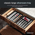 madesmart Classic Large Silverware Tray - Granite |CLASSIC COLLECTION | 6-Compartments| Kitchen Drawer Organizer | Soft-Grip Lining and Non-Slip Rubber Feet | BPA-Free