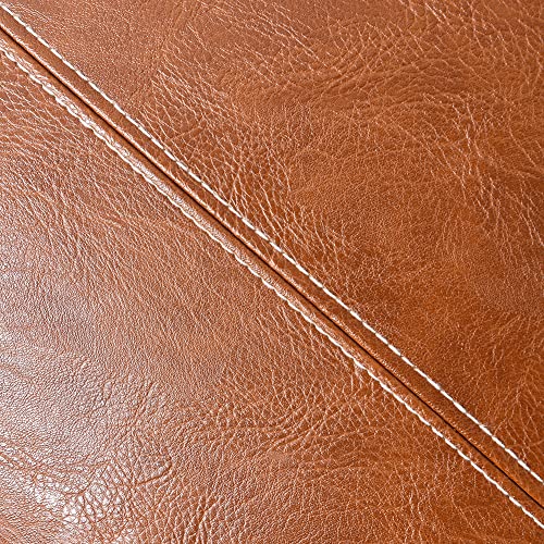 Fancy Homi 2 Packs Boho Brown Waterproof Faux Leather Decorative Throw Pillow Covers 18x18 Inch for Outdoor Couch Bed Sofa, Hand Stitched Accent Square Cushion Case, Rustic Modern Farmhouse Home Decor - color: Brown, size: 18" x 18" (Pack of 2)