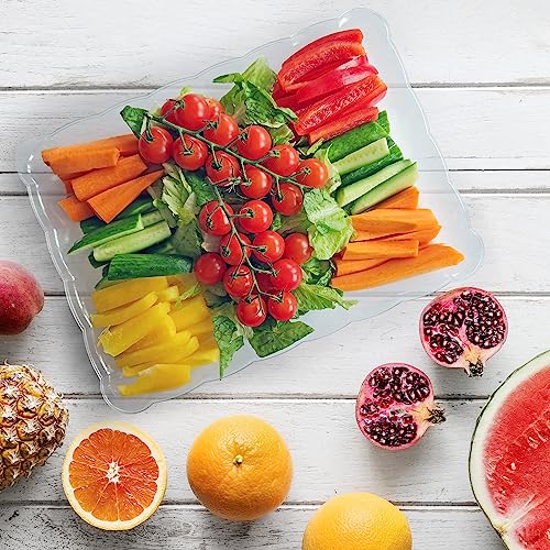 6 Pack Clear Plastic Serving Trays for Party, 9 x 13 Inch - Heavy Duty Plastic Trays for Food - Rectangular Party Serving Trays and Platters - Clear Disposable Trays - color: Clear