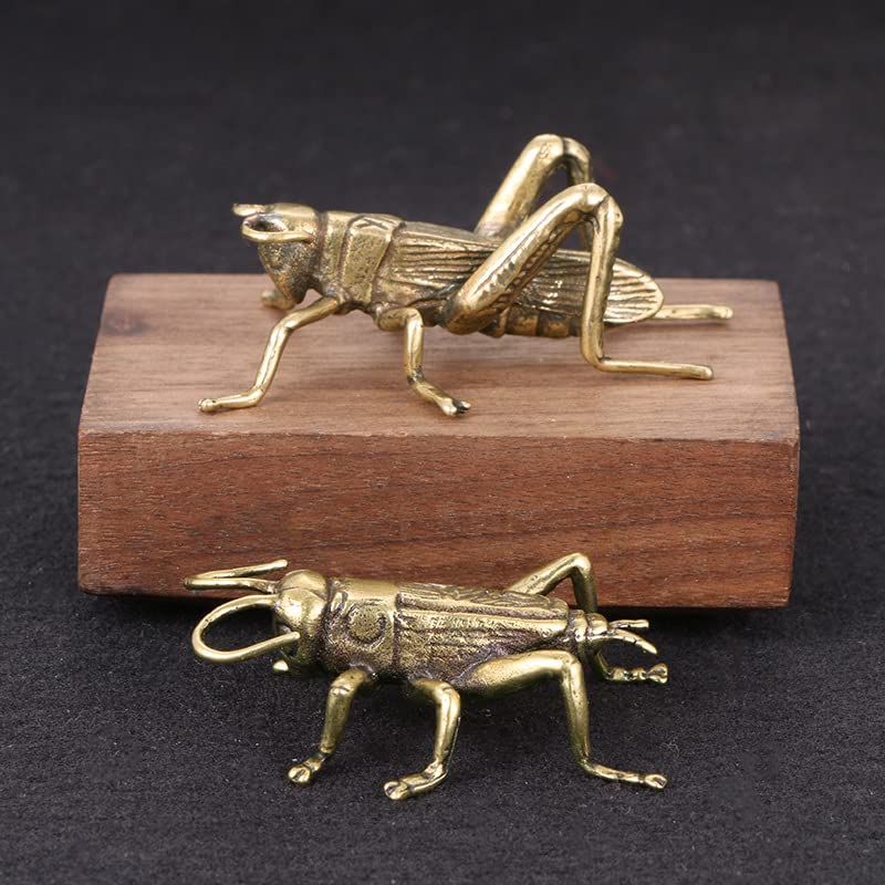 Brass Cricket Figurine Brass Statue, Lucky Cricket Fengshui, Wealth Sculpture Animal Craft Collectible Figure Ornament for Home Desktop Office, Golden - color: 2 Cricket Statue