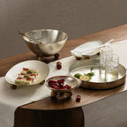 Temari Hammered Silver Round Serving Tray – Elegant Metal Platter for Appetizers, Desserts, Fruit, and Entertaining