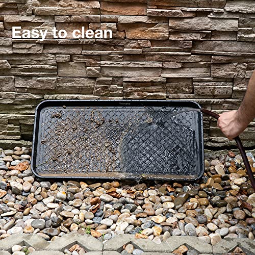Extra Large All-Weather Boot Tray 40x20 in, Waterproof Shoe Mat with 1.25 in Raised Edge, Recycled Polypropylene Floor Protector for Entryway and Mudroom, Black - style: Black