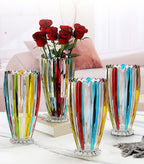Large Colorful Glass Vase 10.6 in Tall Vase - size: Large