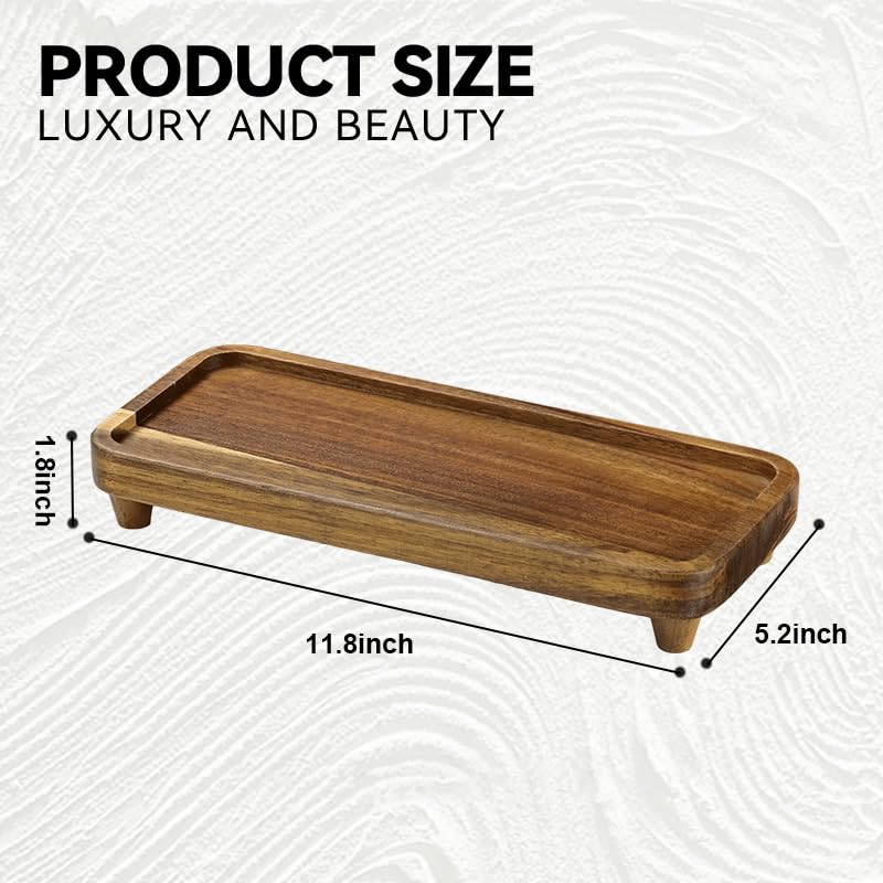 Bathroom Tray for Counter,Vanity Tray,Soap Dispenser Tray for Kitchen Sink, Kitchen and Home Decor (Acacia) - color: Acacia-large