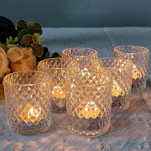 Woho 24pcs Clear Votive Candle Holders, Glass Tea Lights Candle Holder for Wedding Decor, Tealight Candle Holder for Gift Home Decoration - color: Clear