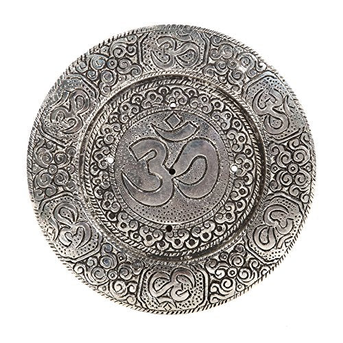 Hosley Tibetan Style Aluminum Incense Sticks Burner for Aromatherapy and Home Ambiance Aged Silver Finish 4.5" Diameter - color: Silver