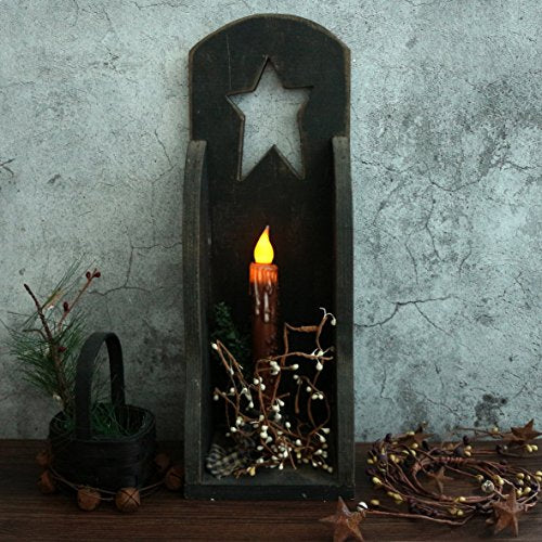 CVHOMEDECO. Real Wax Hand Dipped Battery Operated LED Timer Taper Candles Country Primitive Flameless Lights Décor, 6-3/4 Inch, Coffee, 3 PCS in a Package - color: Coffee 3 Pcs