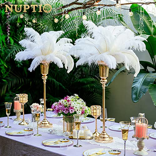 NUPTIO Metal Versatile Trumpet Vase, 26.7'' H x 6.2'' W x 5.7'' D, Gold, Set of 2, Ideal for Wedding, Events, and Home Decor - color: Gold, size: 2 x M