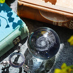 H&D HYALINE & DORA 2.36Inch/60MM Engraved 3D Galaxy Ball Paperweight Crystal Display Globe Full Sphere Glass Paperweight Fengshui with Metal Stand - color: 60mm Galaxy