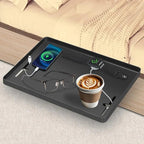 Bedside Shelf for Dorm Room Bunk Bed & Top Bunk, College Dorm Room Essentials, Bedside Caddy, Clip on Floating Desk Tray, Bed Side Table Storage, Loft Nightstand Decor - Cable Catch, Black。