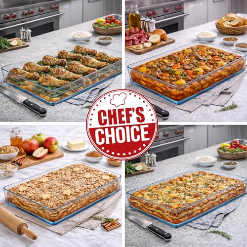 Ums 4.6-Qt (14'' x 10'' x 2.3'') Glass Baking Dishes for Oven, Borosilicate Glass Casserole Dish, Casserole Dishes for Oven, Microwave and Dishwasher Safe Clear Bakeware - size: 4.6 QT
