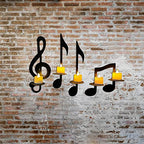 MANMAOHE Black Music Note Wall Sconce Metal Wall Sconce Candle Holder Set of 4 Wall Mount Tea Light Candle Holders Musical Symbol Candle Holder Rack for Home Office Classroom