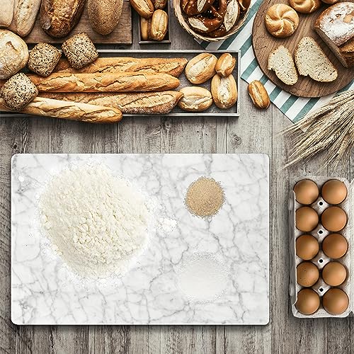Yew & Tulip 16"x10" White Marble Board with Non-Slip Rubber Feet - Dough Pastry and Cutting Board