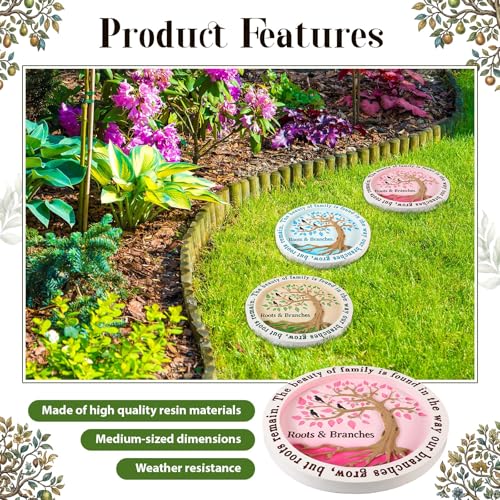 Cinnvoice 3 Pack Garden Stepping Stone Outdoor, Decorative Dimensional Resin Stepping Stones for Patio Pathway Landscaping Walkway Sculpture Yard Backyard Lawn(Tree of Life,10 Inches) - size: 10 Inches, style: Tree of Life