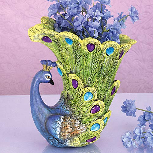 Bits and Pieces - Peacock Vase - Polyresin Sculpted Vase