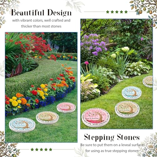 Cinnvoice 3 Pack Garden Stepping Stone Outdoor, Decorative Dimensional Resin Stepping Stones for Patio Pathway Landscaping Walkway Sculpture Yard Backyard Lawn(Tree of Life,10 Inches) - size: 10 Inches, style: Tree of Life