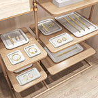 Microfiber Jewelry Trays Stackable Ring Earring Bracelet Necklace Bangle Watch Display Tray Drawer Organizer 3.93 * 3.93 * 0.59inch (White - color: Beige, size: 10*10cm Tray
