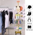 Retail Display Stand 5 Tier Metal Spinning Display Rack with Wheels Keychain Jewelry Stocking Hat Display Stand with Hooks for Malls, Showroom, Retail Store (Gold) - color: Gold