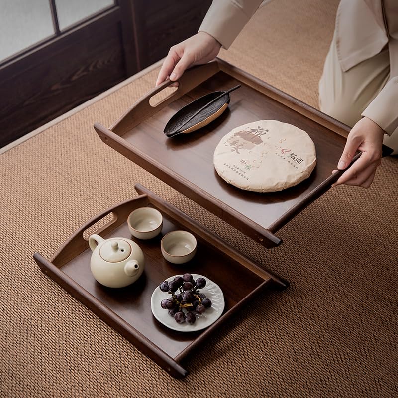 Wood Serving Tray, Wooden Tray with Handles, 20.47 inch Square Decorative Serving Trays Platters for Home, Party, Coffee Table,Dining Table & Countertop - size: 20.5" x 13.4" x 1.2"