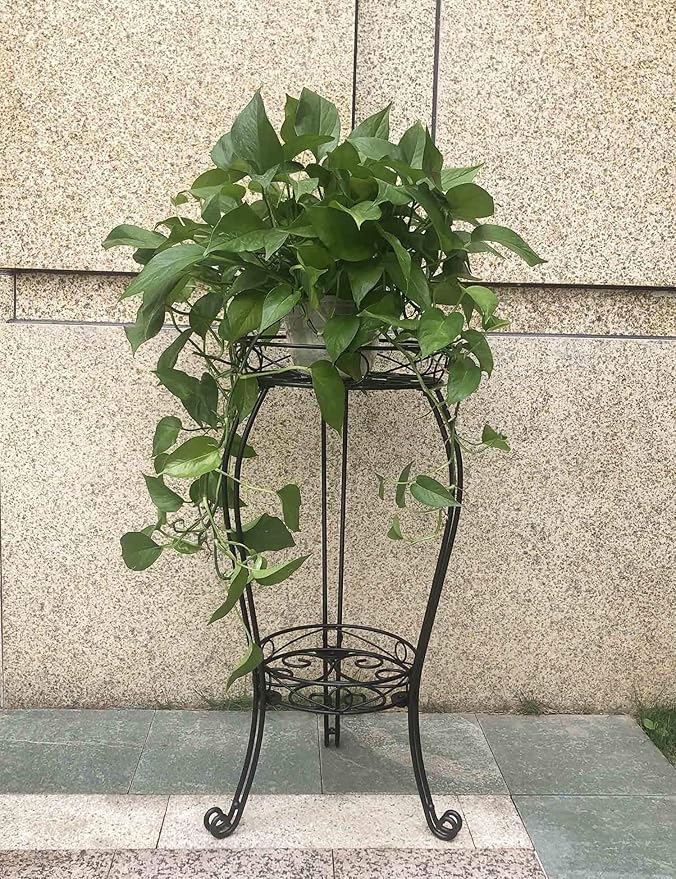 28.4 inches Tall Metal Plant Stand 11.8 Dia for Indoor or Outdoor use,2 Tier Heavy Duty Flower Pot Stand Rack 11.8 inches Diameter Holds Big Heavy Plants,Black (28.4 INCHES TALL) - size: 28.4 INCHES TALL